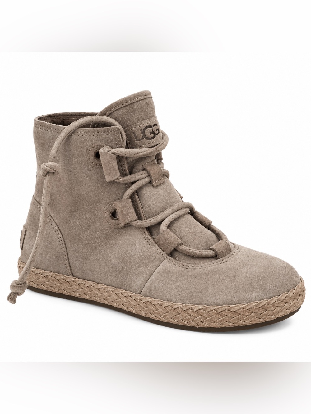 UGG Taupe Suede Lace-Up Espadrille Ankle Boot 7